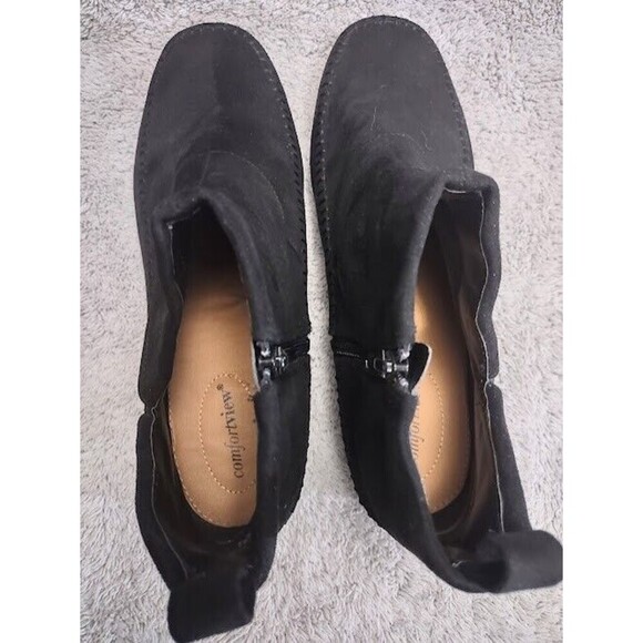 Comfortview Ankle Moccasins Boots Women's Sz 9.5 Black Casual Comfort Side Zip - Picture 8 of 9